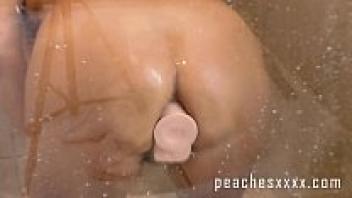 Doting on Anal Dildo while in the shower