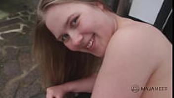Outside, a cute and chubby teen with a big white ass is showered with overwhelming affection.