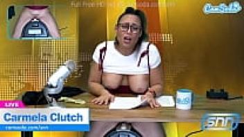 Masturbation on the air by a smoking hot Latina news anchor