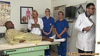 Krissy Lynn, a nurse at CFNM, and the group sex action