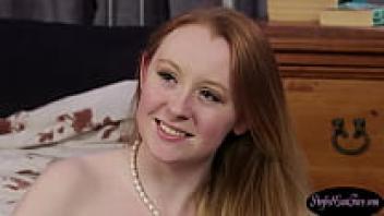 Dick licks a British redhead covered in cum.
