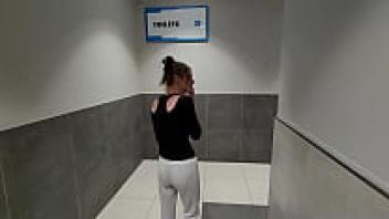 CREAMPIE slipping into a public restroom PUBLIC TOILETS