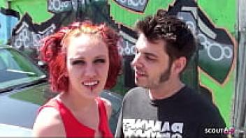 Pickup of Mystick Moons for Lost Place Love by a Skinny Redhead Punk Teen