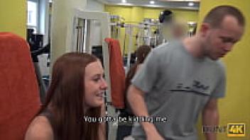 HUNT4K. Instead of working out, the cute girl has sex with a wealthy hunter in the gym.