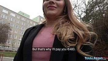 Cash-loving public agent with a shaven Russian pussy