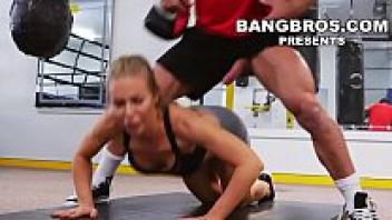 BANGBROS: Nicole Aniston, a big-tits babe, works out in the gym.