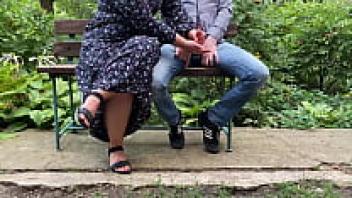 Handjob in the park outside