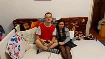 After classes, a small college girl entices her nerdy classmate to engage in intensely brutal sex.