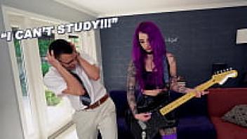 Because his gorgeous rock star step-sister Valerica Steele wants to jam out and fall in love, BANGBROS's geek is unable to study.