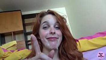 POV Cock Sucking Redhead Gets a Facial