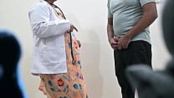A woman doctor gratifies herself by examining a patient's intimate area.