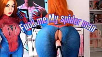 Mary Jane blowjobbing and loving the sex machine while cosplaying as a stunning huge ass redhead