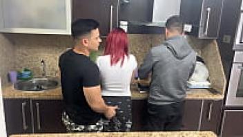 My spouse, who is unaware that his friend treats me like a babe, grabs my ass when I'm cooking besides him. NTR
