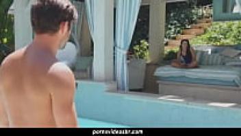The college babe is adored by the pool guy.