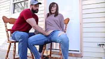 Huge squirt into a cup and mild spray in jeans